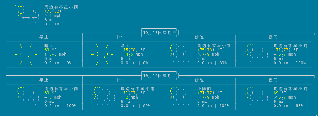 wttr - 在终端中查询天气预报,使用 curl wttr.in 3 wttr - 在终端中查询天气预报,使用 curl wttr.in 3