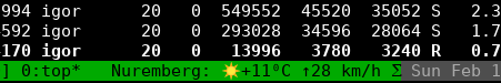 wttr.in in tmux status bar 
